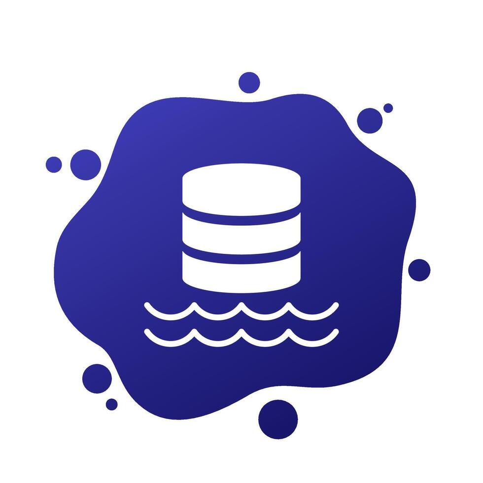 Data lake icon, repository of unprocessed data vector