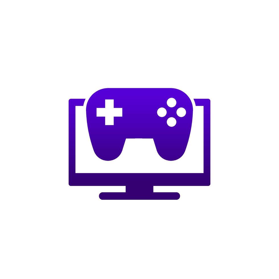 TV and gamepad icon on white vector