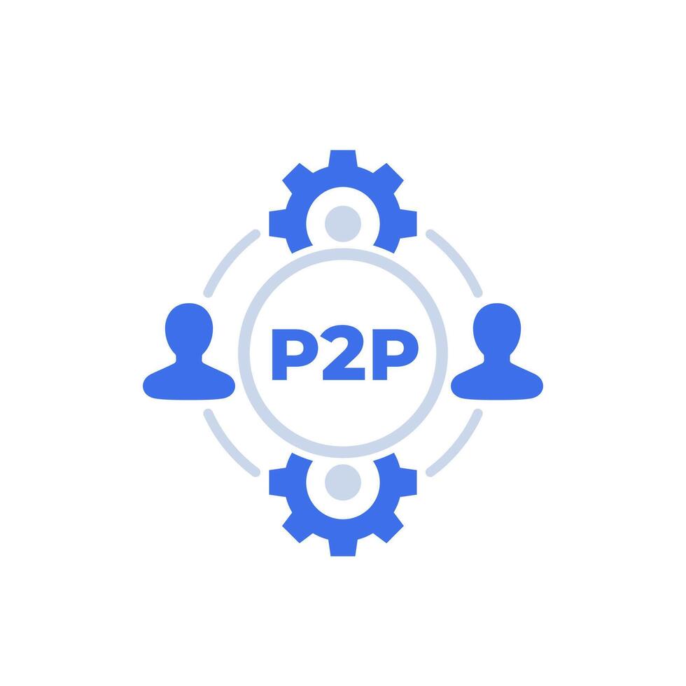 p2p icon, peer-to-peer economy vector