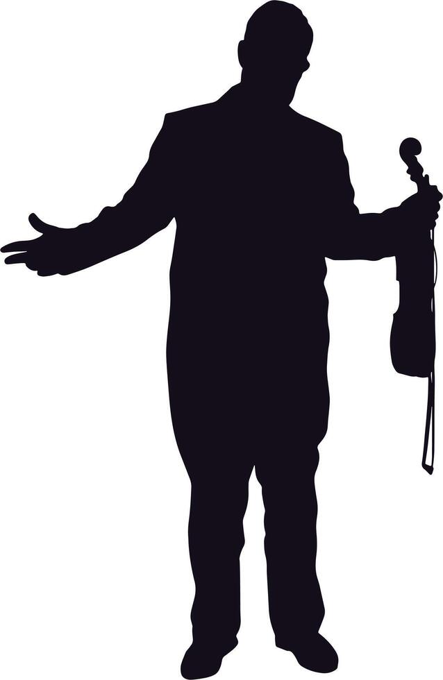 Black Silhouette of Jazz Musician. Isolated Illustration with Flat Design Concept. vector