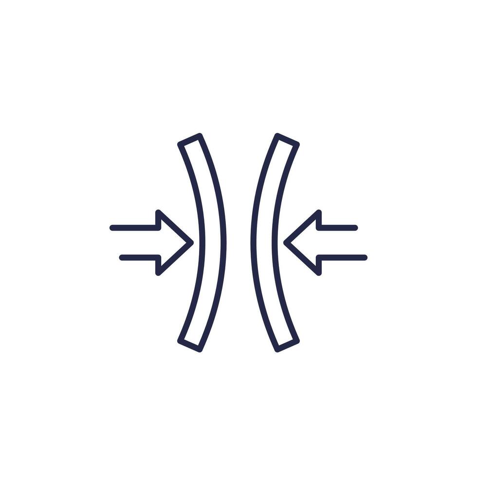 compression or squeeze icon, line vector