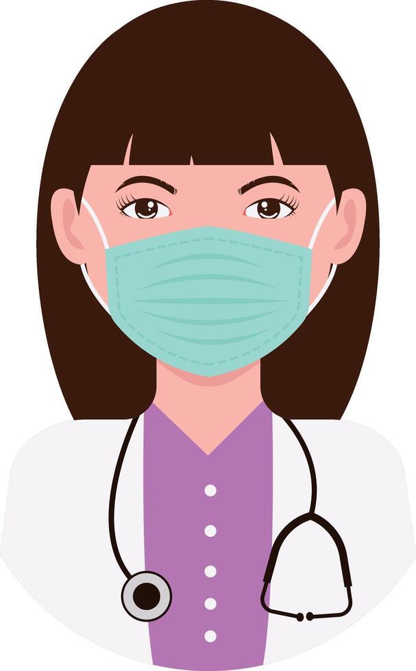 Female Medical Staff Character Illustration. Isolated Avatar with Flat Design Concept. vector