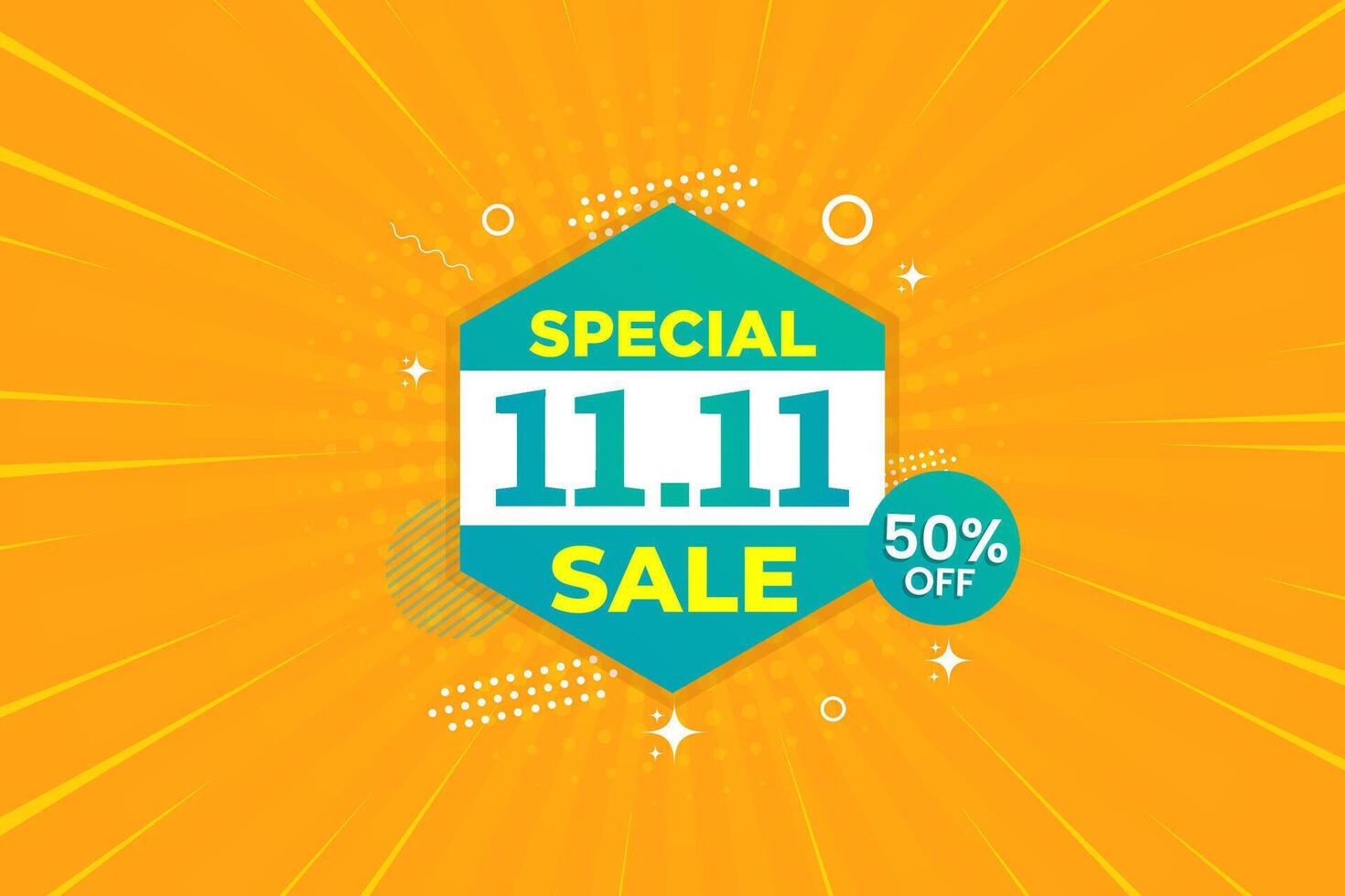 Abstract 11.11 Shopping Day sale discount offer Banner, poster, or flyer design template. 11 November sale banner, or social media post design template for marketing, online store, or website. vector