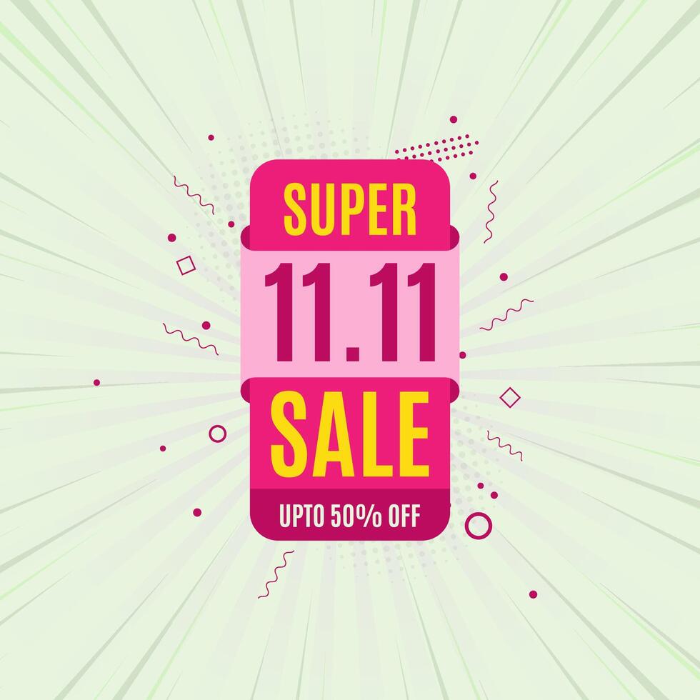 11.11 Shopping sale discount offer web banner, Poster, or flyer design with abstract background, and burst effect. sale banner design for social media, marketing, online store, or website. vector