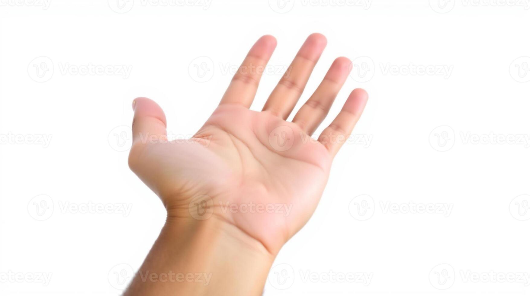 Man open hand gesture holding something isolated on white background photo