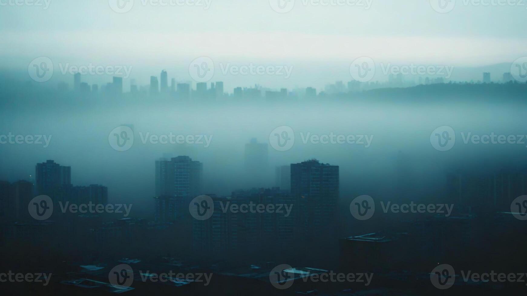 Skyscrapers Building in the fog photo