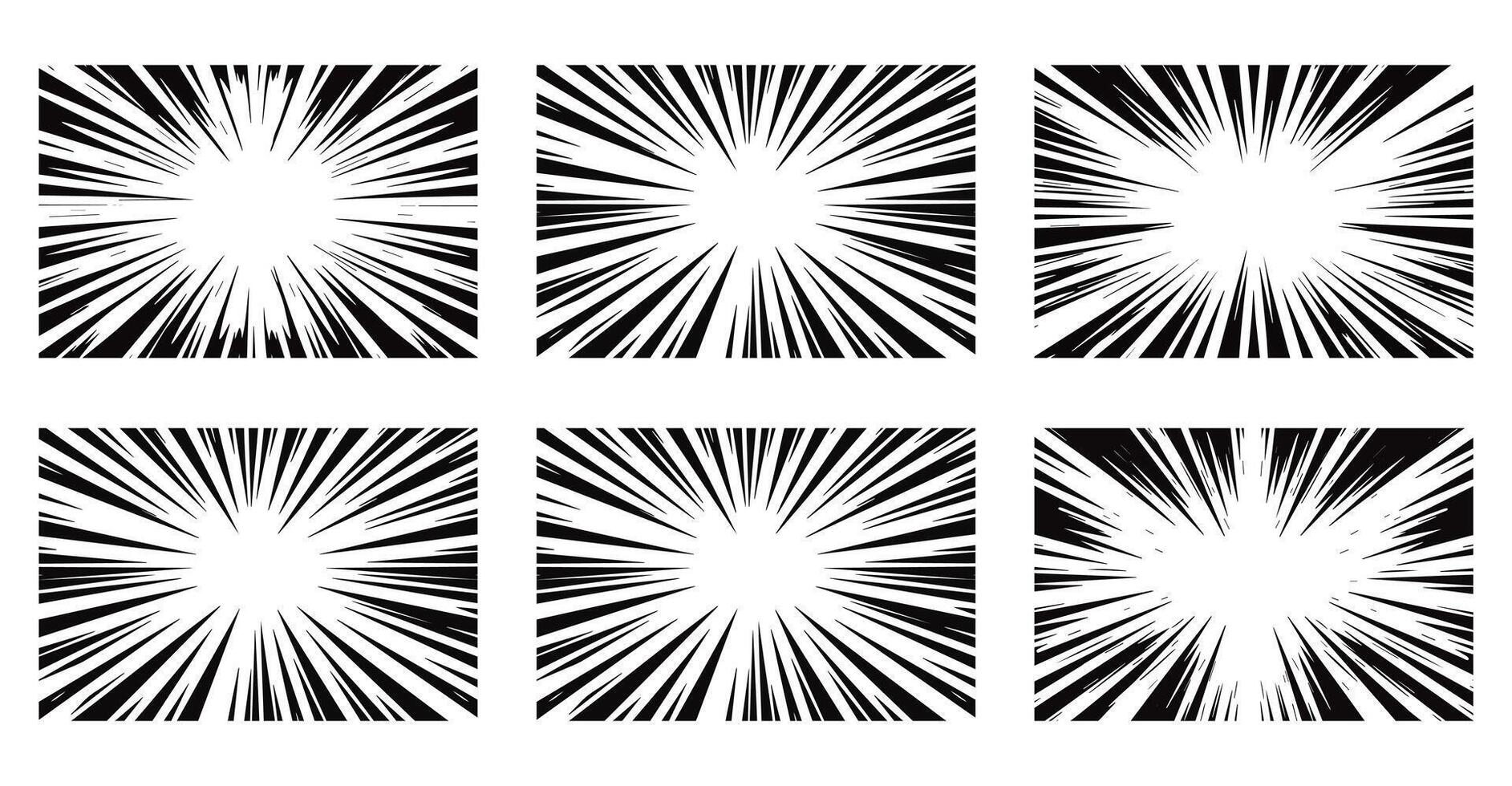 comic manga book. burst, speed line, zoom, motion effects. light and flash movement set. vector