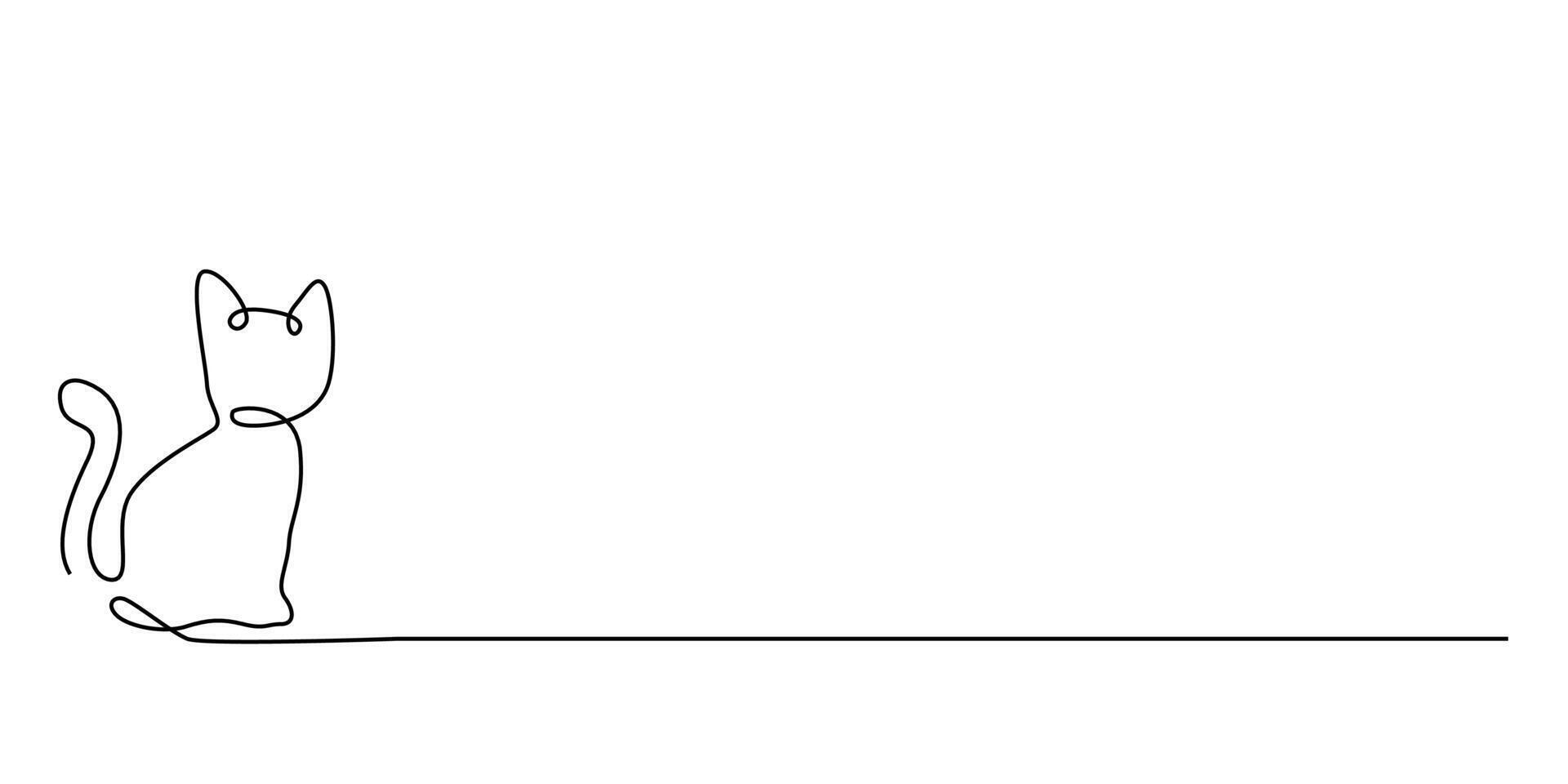 Continuous line drawing cat , Black and white minimalist illustration of pet concept minimalism one hand drawn sketch animal theme vector