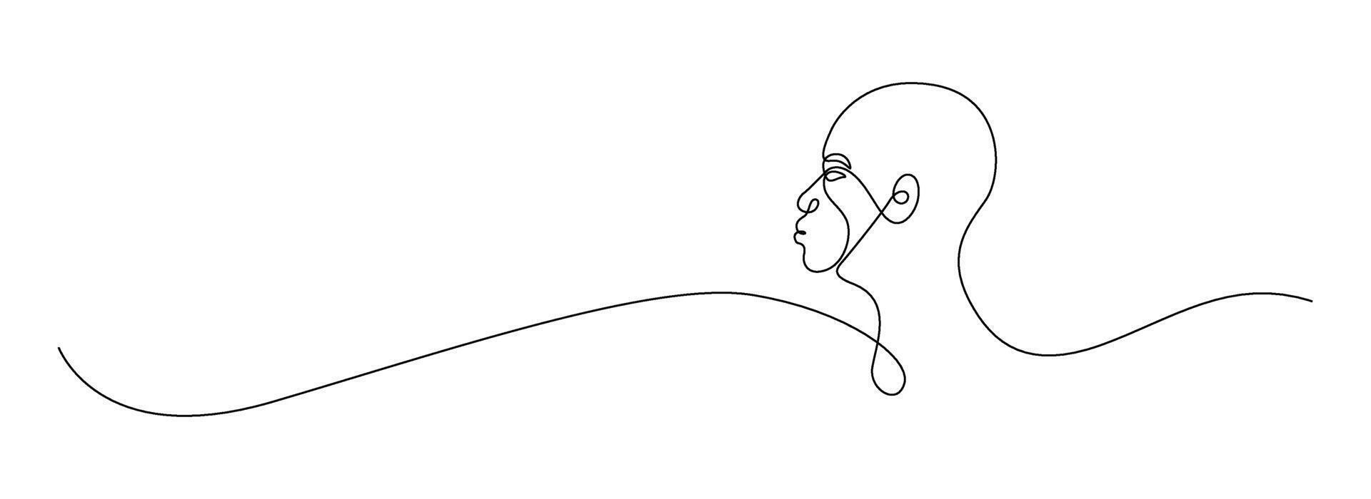 African man drawing one continuous line. Happy juneteenth, black history month, emancipation, diverse. Black Afro American holiday celebration free hand drawn outline line art minimalism style. vector