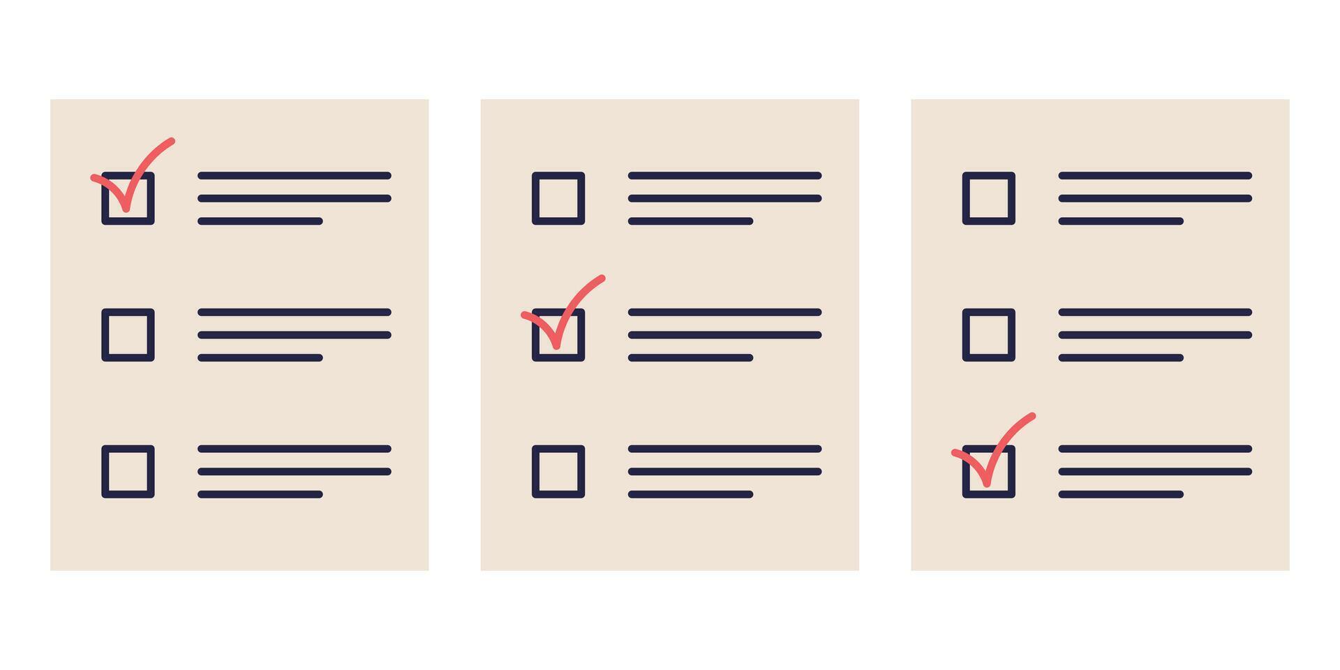 Set of ballots with a tick for election campaign. Voting, election 2024. illustration. vector