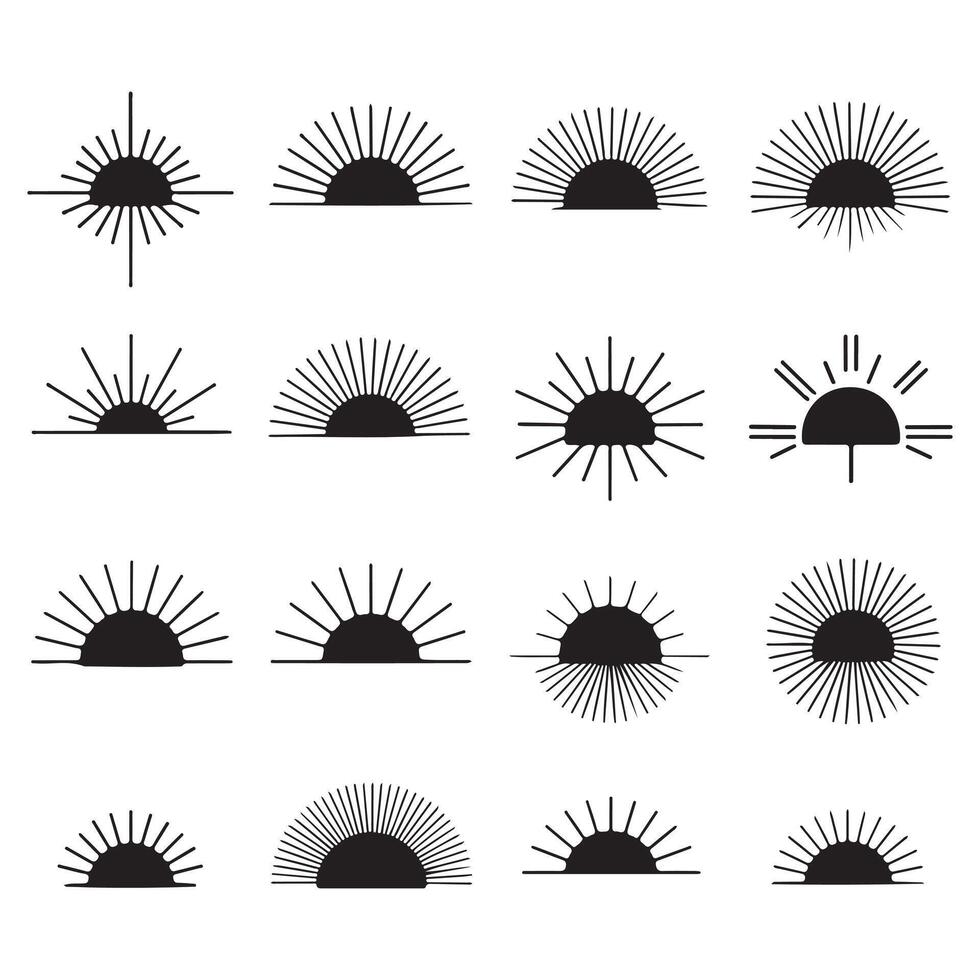 Sun rays icon set, illustration vector