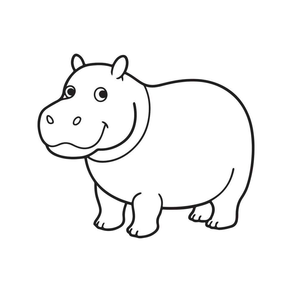 Line art Hippo. vector