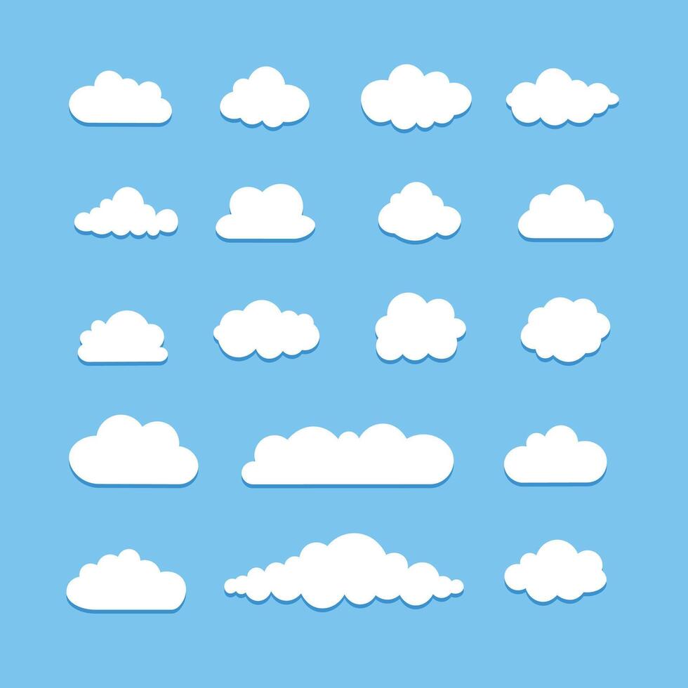 Selection of decorative clouds in flat design vector