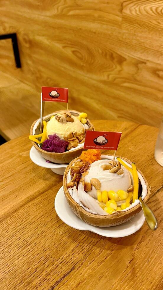 Coconut and Durian Ice Cream in Ho Chi Minh City, Saigon, Vietnam photo