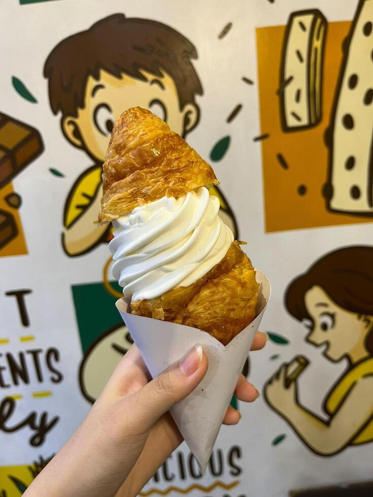 Turning up the indulgence with a croissant ice cream delight photo