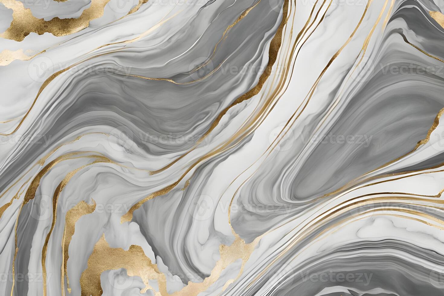 Wall background emulating the elegant look of marble featuring swirling patterns in shades of white gray and gold for a luxurious touch photo
