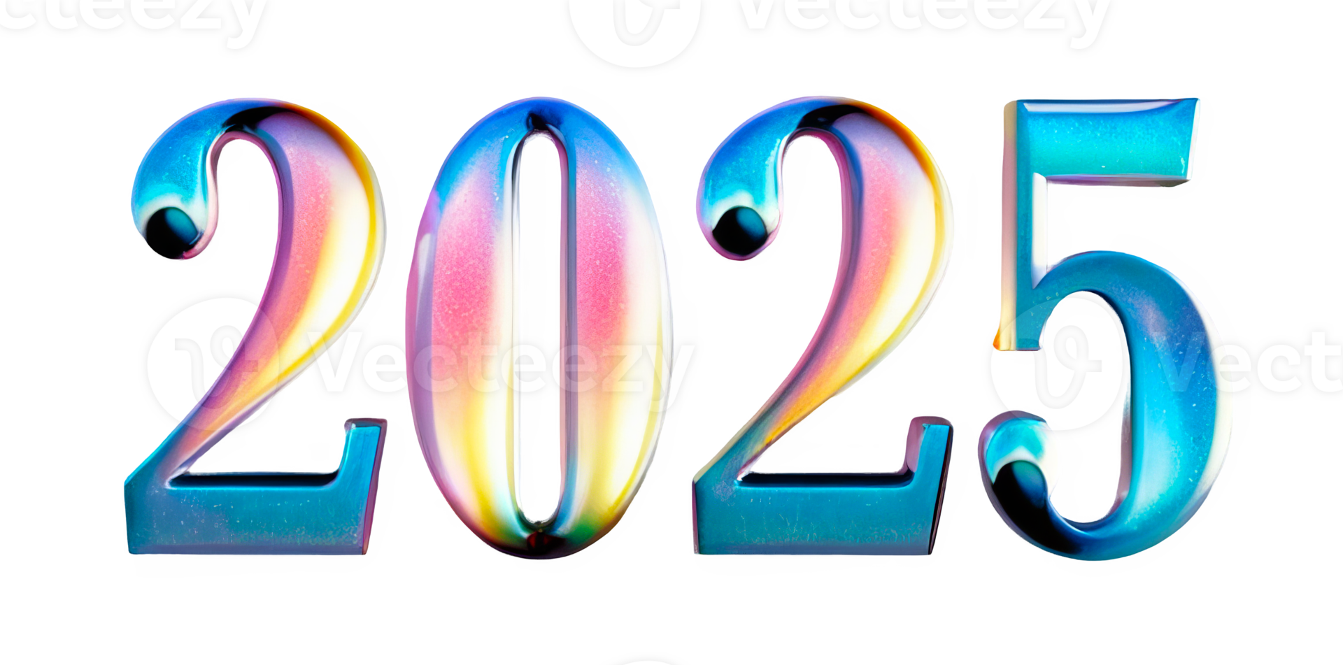 3D chrome element in Y2K style, isolated background, liquid holographic metal. 2025 year, colorful and vibrant font. png