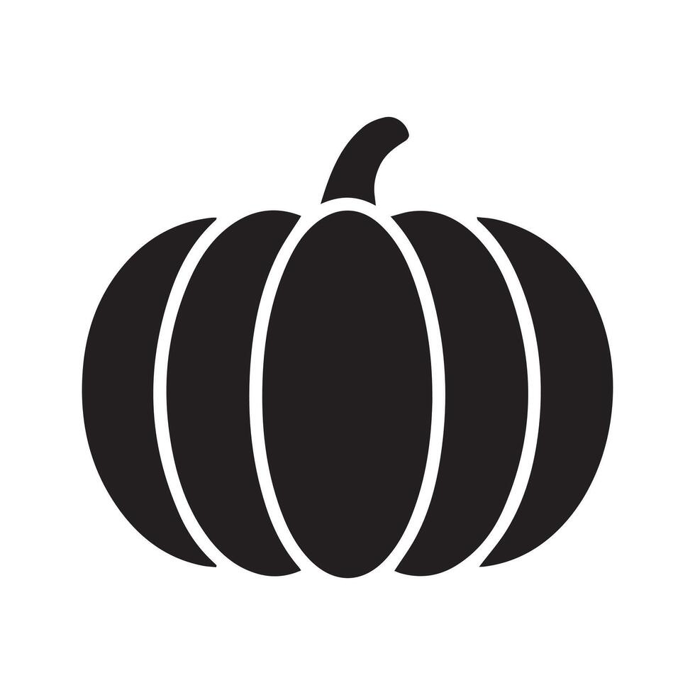 A black and white pumpkin icon on a white background vector