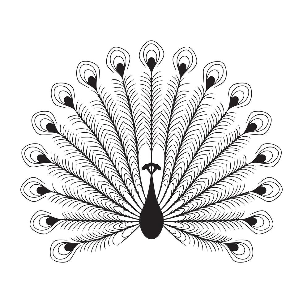 A black and white peacock silhouette on a white background vector