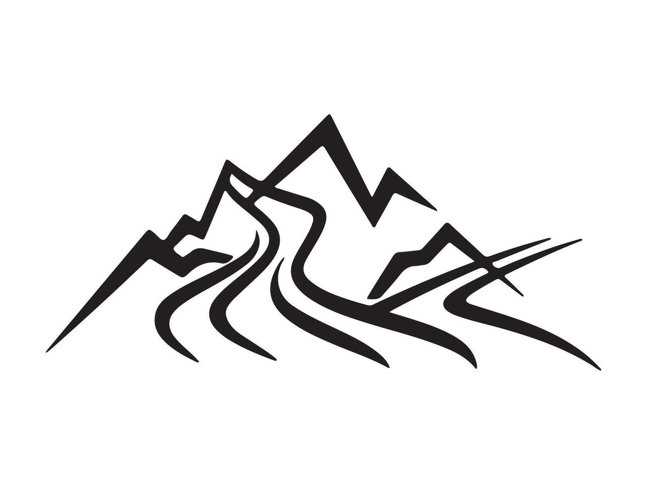 Mountain range with waves illustration vector