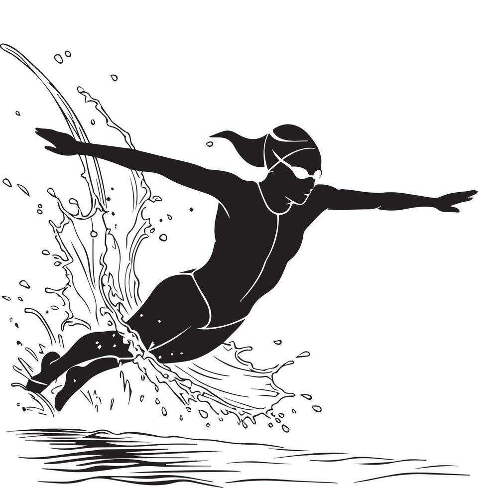 Swimmer in the water vector