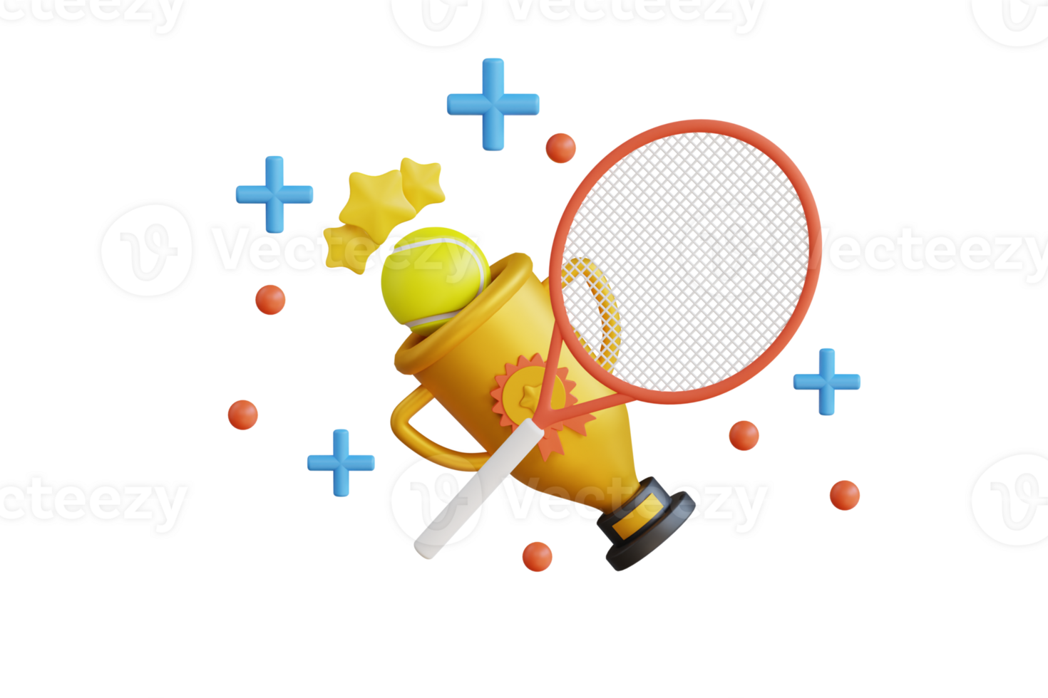 Tennis Champion 3D Illustration. Tennis Trophy 3D Illustration png