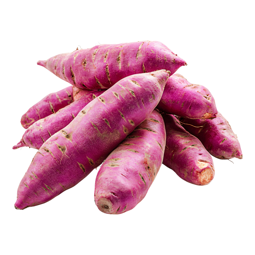 Heap pile whole purple sweet potato isolated on transparent background png