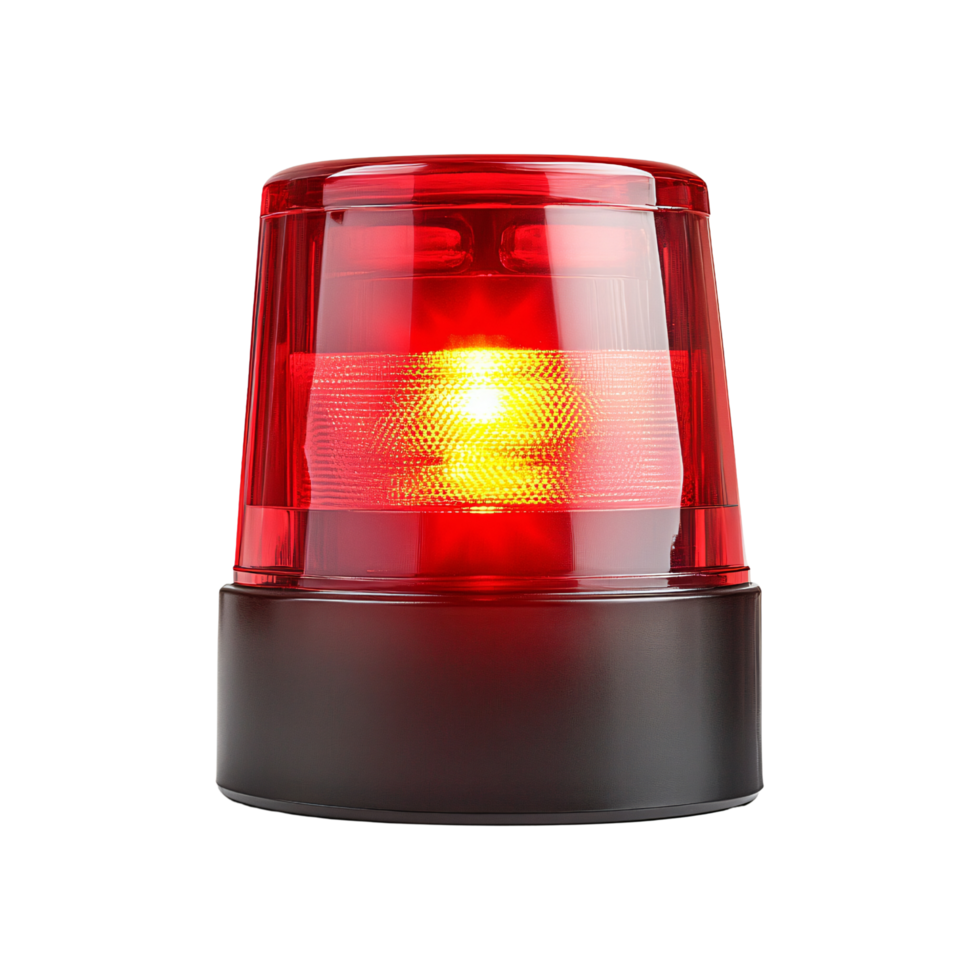 Red emergency siren light urgency and alert isolated on transparent background png