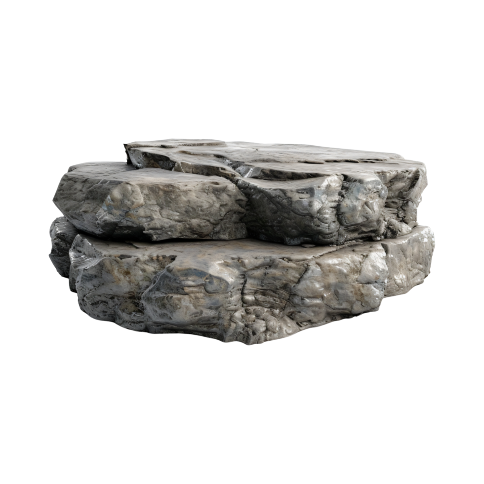 Rough stone rock display podium product placement isolated on transparent background png
