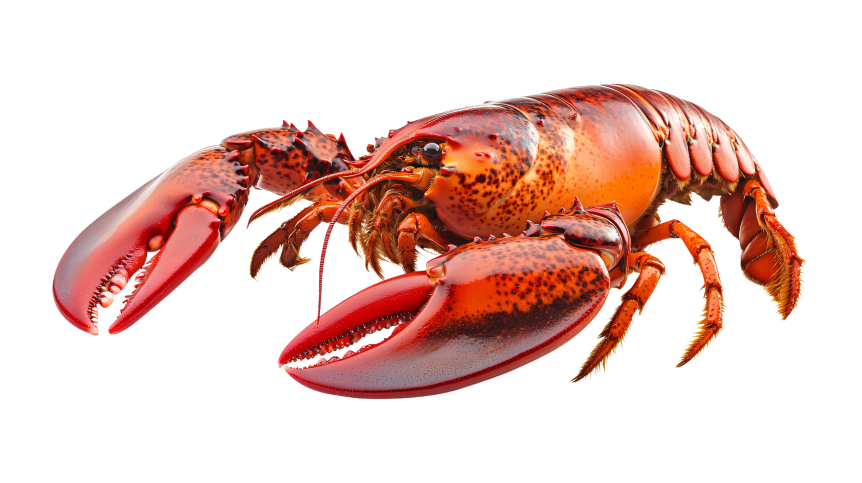Fresh steam lobster seafood with claws intact isolated on transparent background png