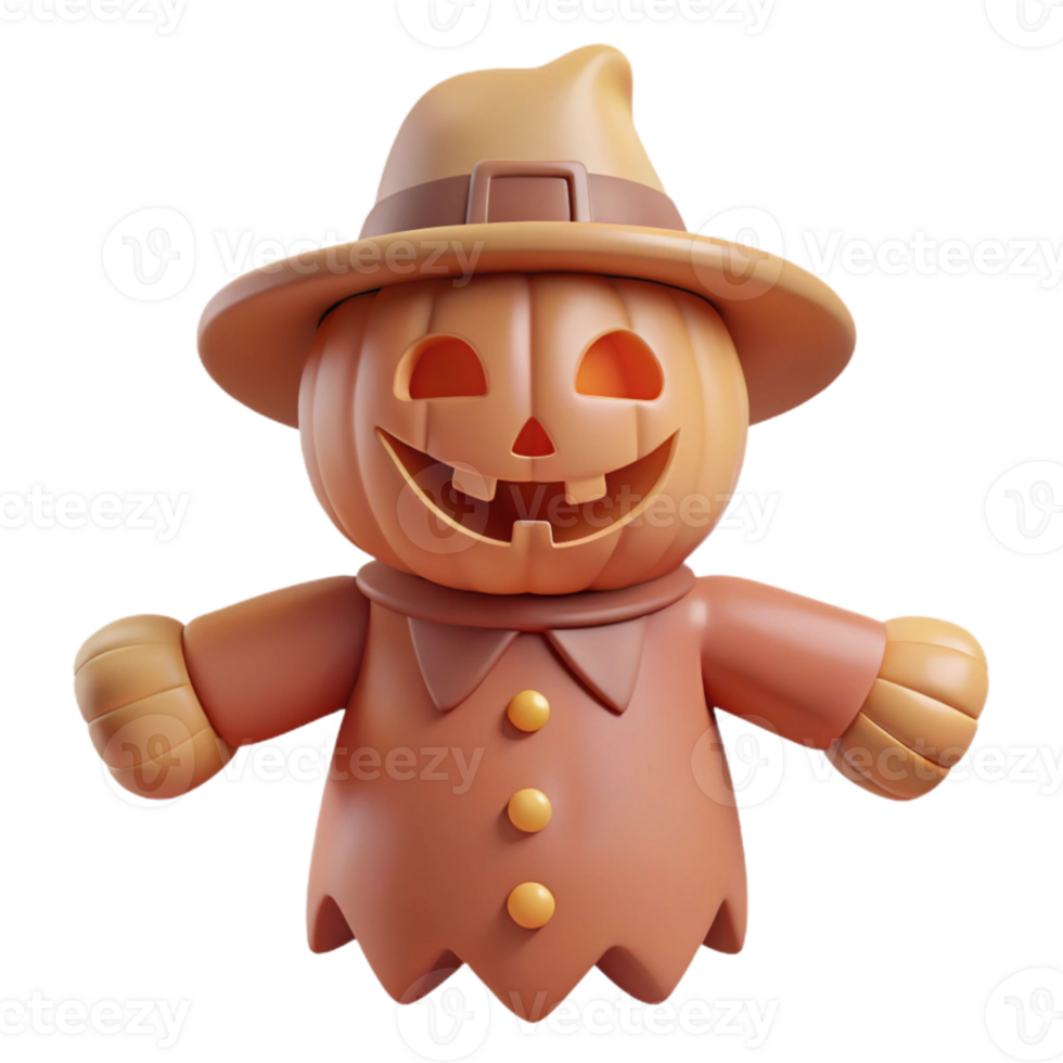3D Pumpkin Scarecrow Illustration for Halloween png
