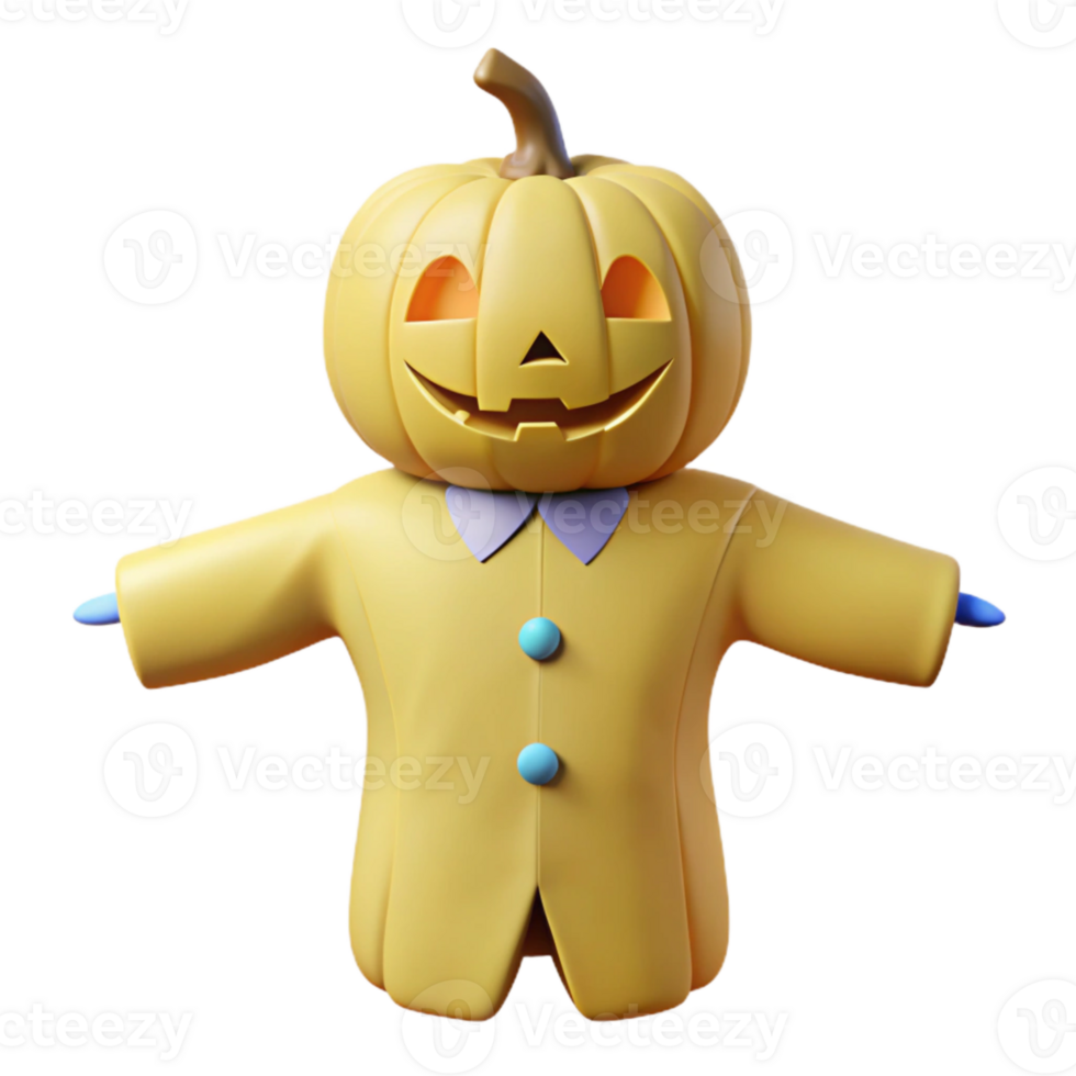 Smiling Pumpkin with a Yellow Coat png