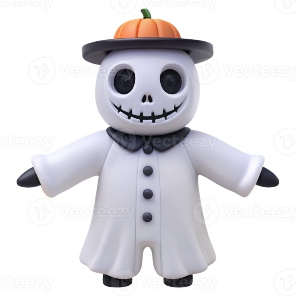 Cute Ghost Character in 3D Render png