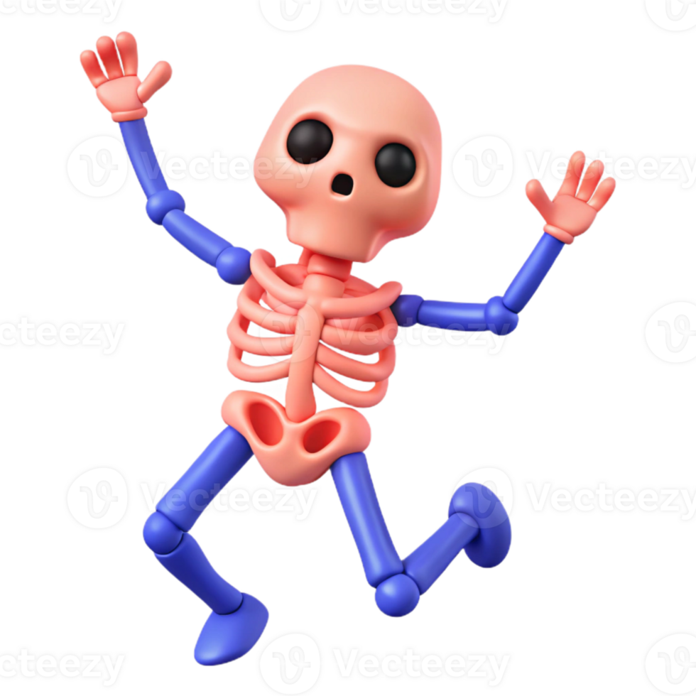 3D Cartoon Skeleton Jumping png