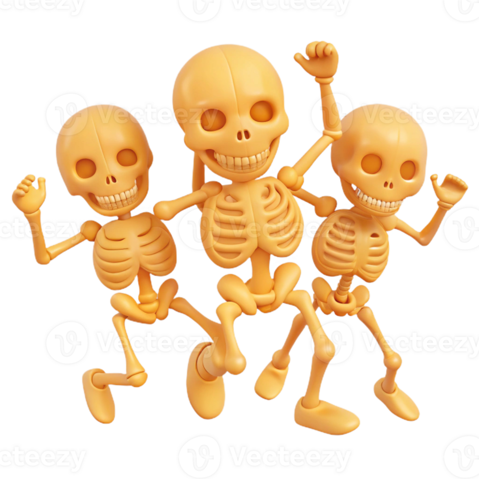 Three Skeletons Dancing and Having Fun png