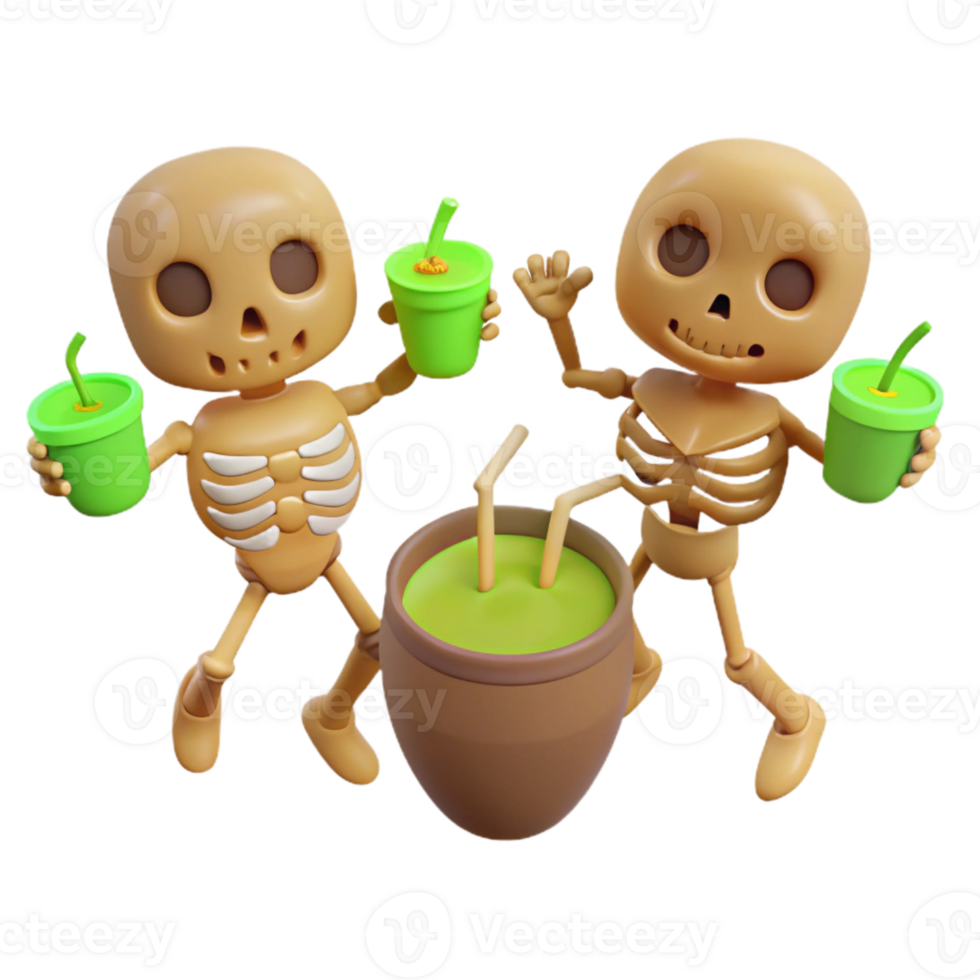Skeletons Partying with Drinks png