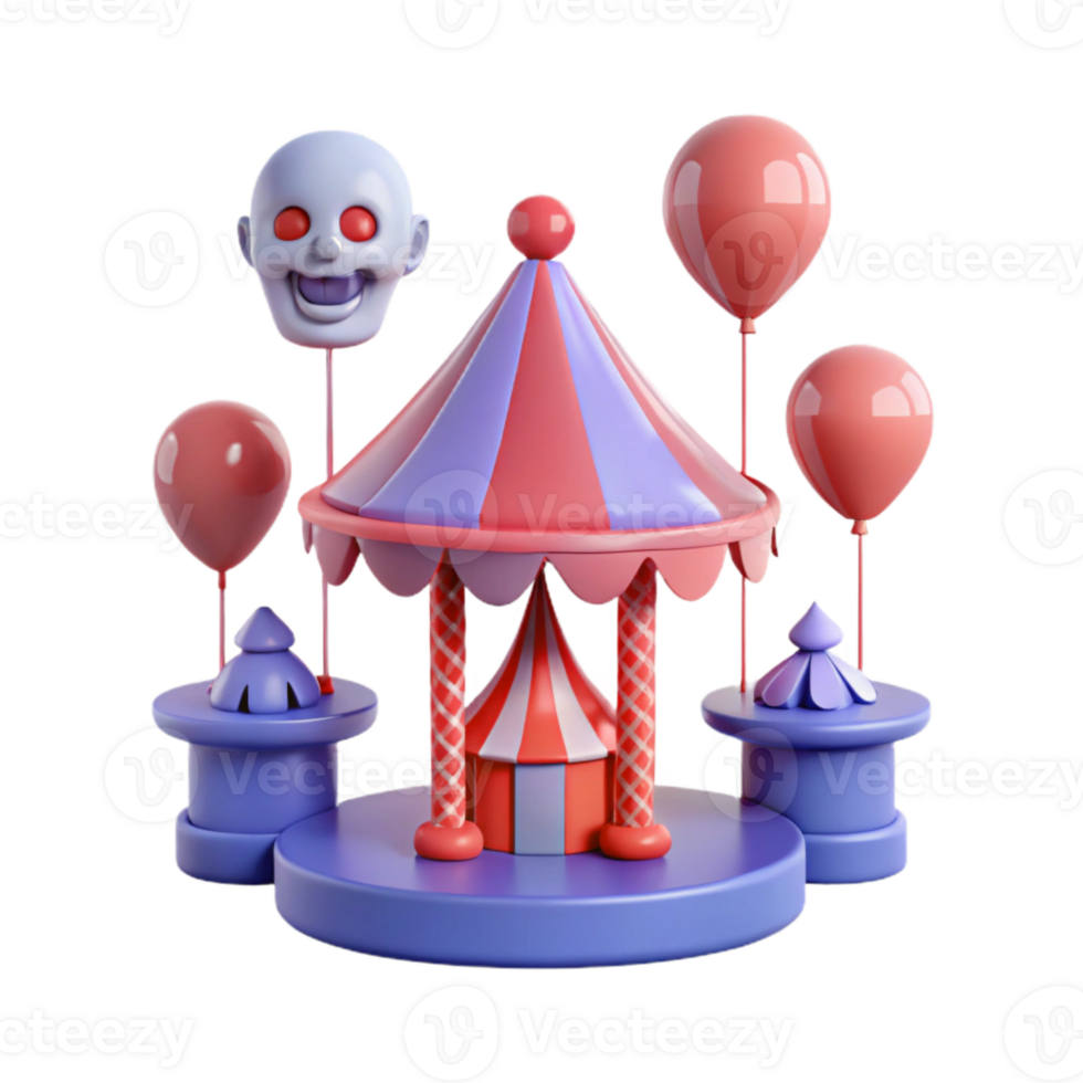 3D Render of a Colorful Carnival Carousel png