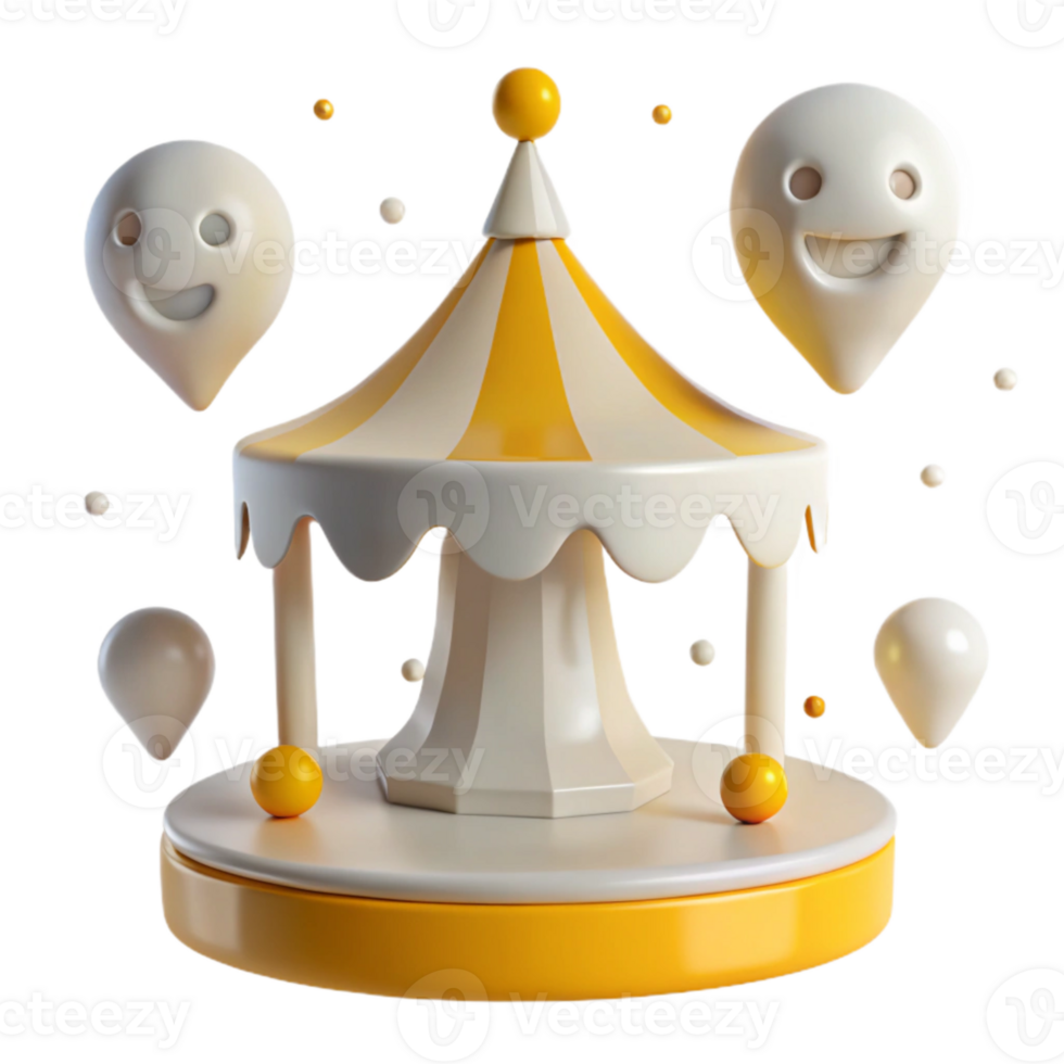 3D Rendered Carousel with Happy Emojis png
