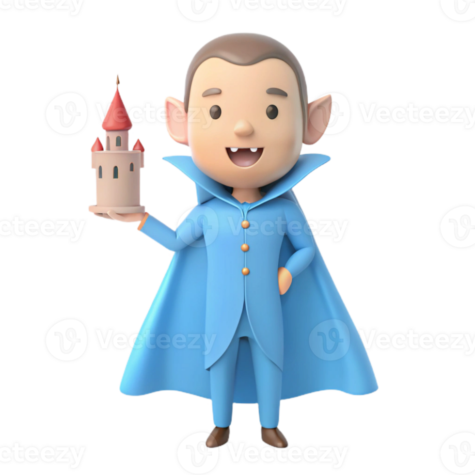 söt tecknad serie vampyr innehav en slott modell png