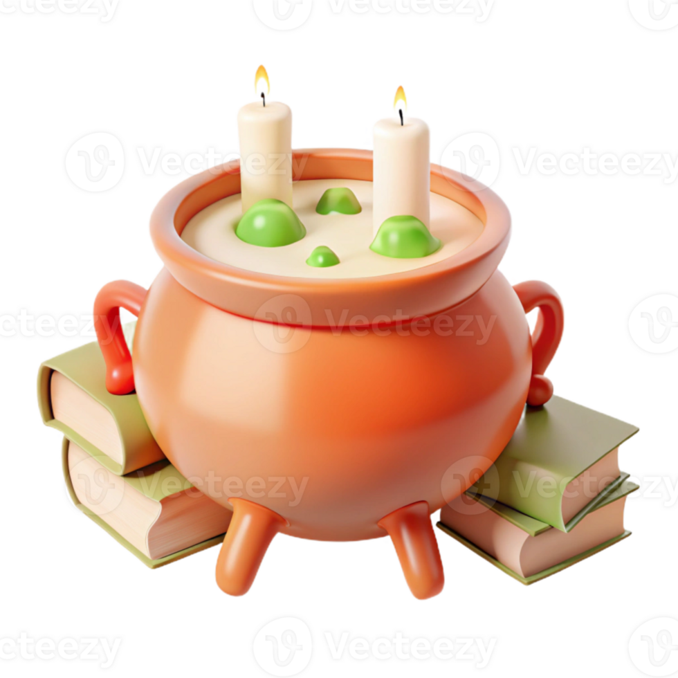 Cauldron with Candles and Books png