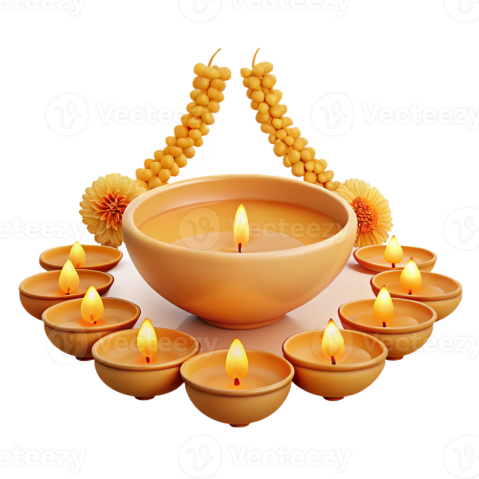 Illuminated Circle of Candles and Flowers png
