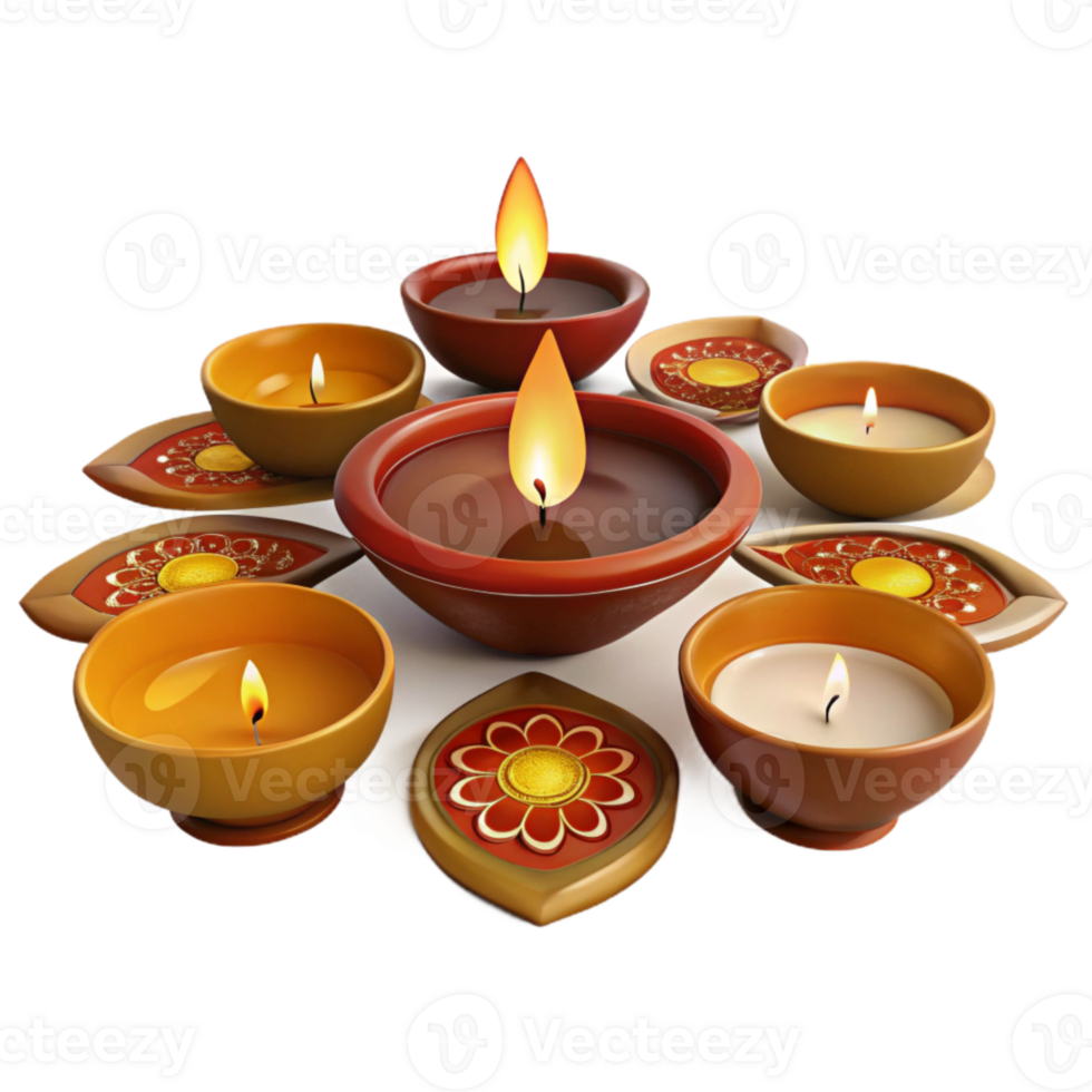 Diya Candles Arrangement with Floral Design png
