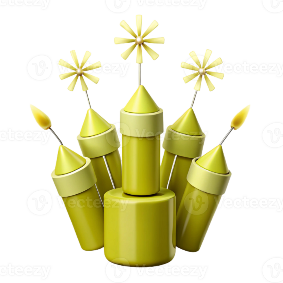 Yellow Candles with Sparkling Stars on Top png