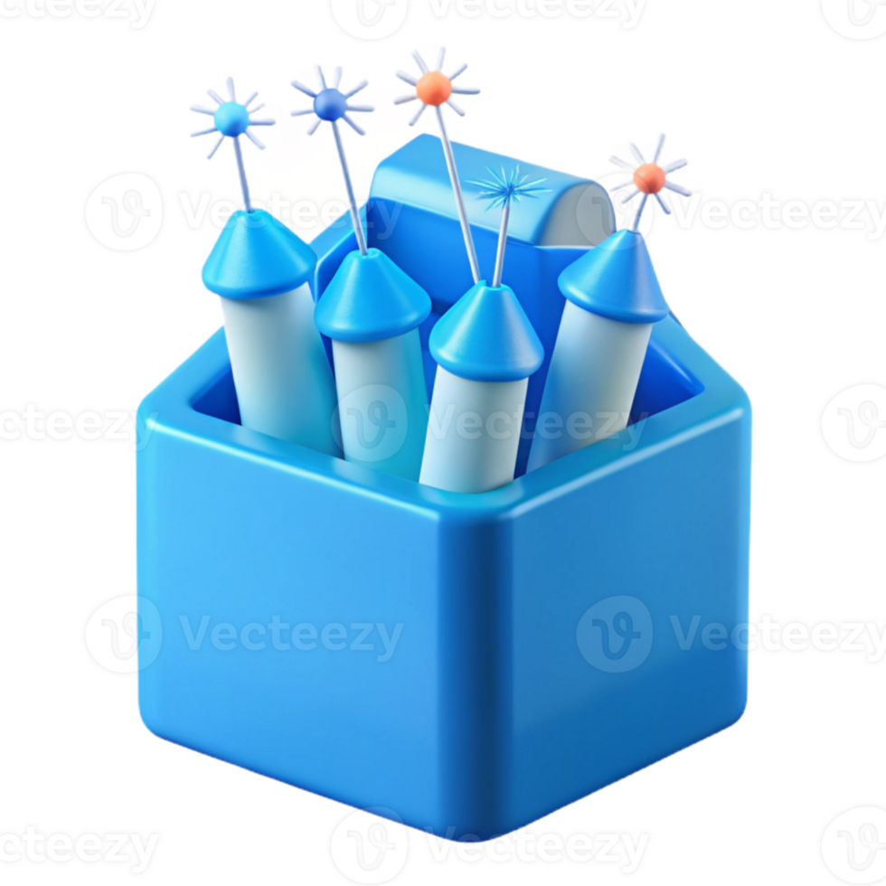 Blue Box with Fireworks png