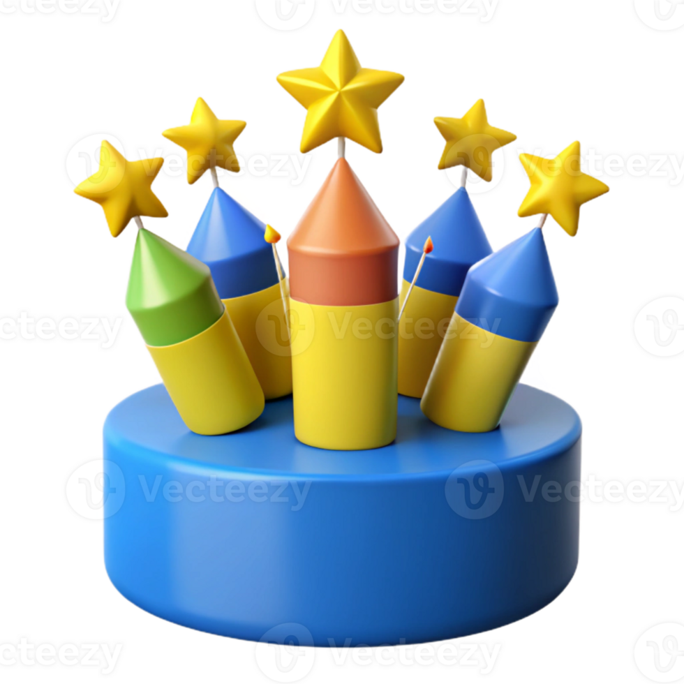 Colorful Fireworks Illustration with Stars png