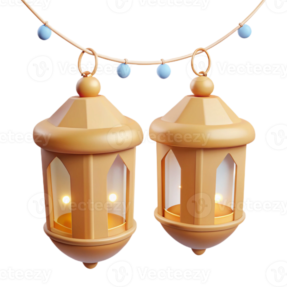 Golden Lanterns with String Lights png