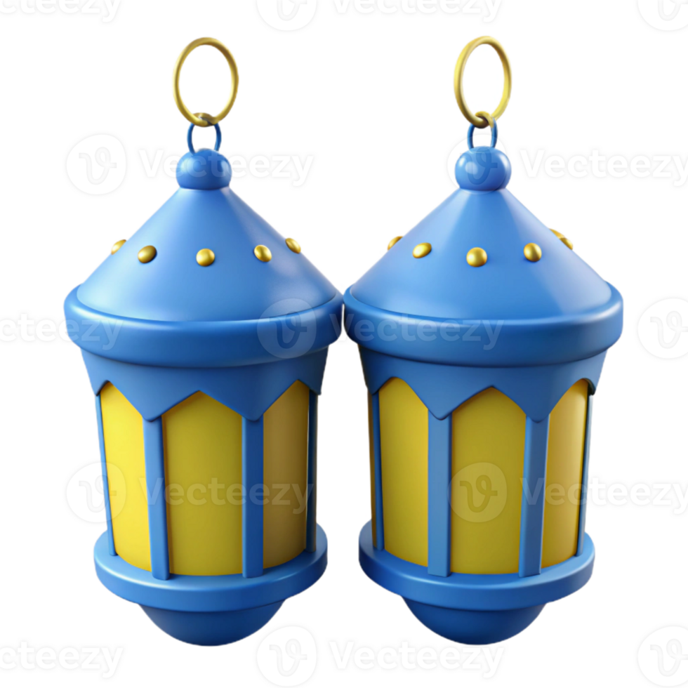 Blue and Yellow Ramadan Lanterns png