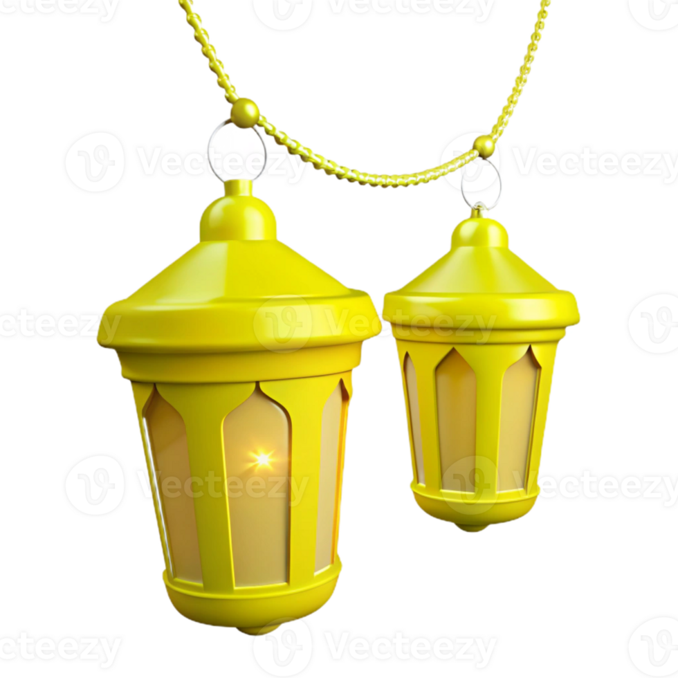 Yellow Lanterns Hanging on a Chain png