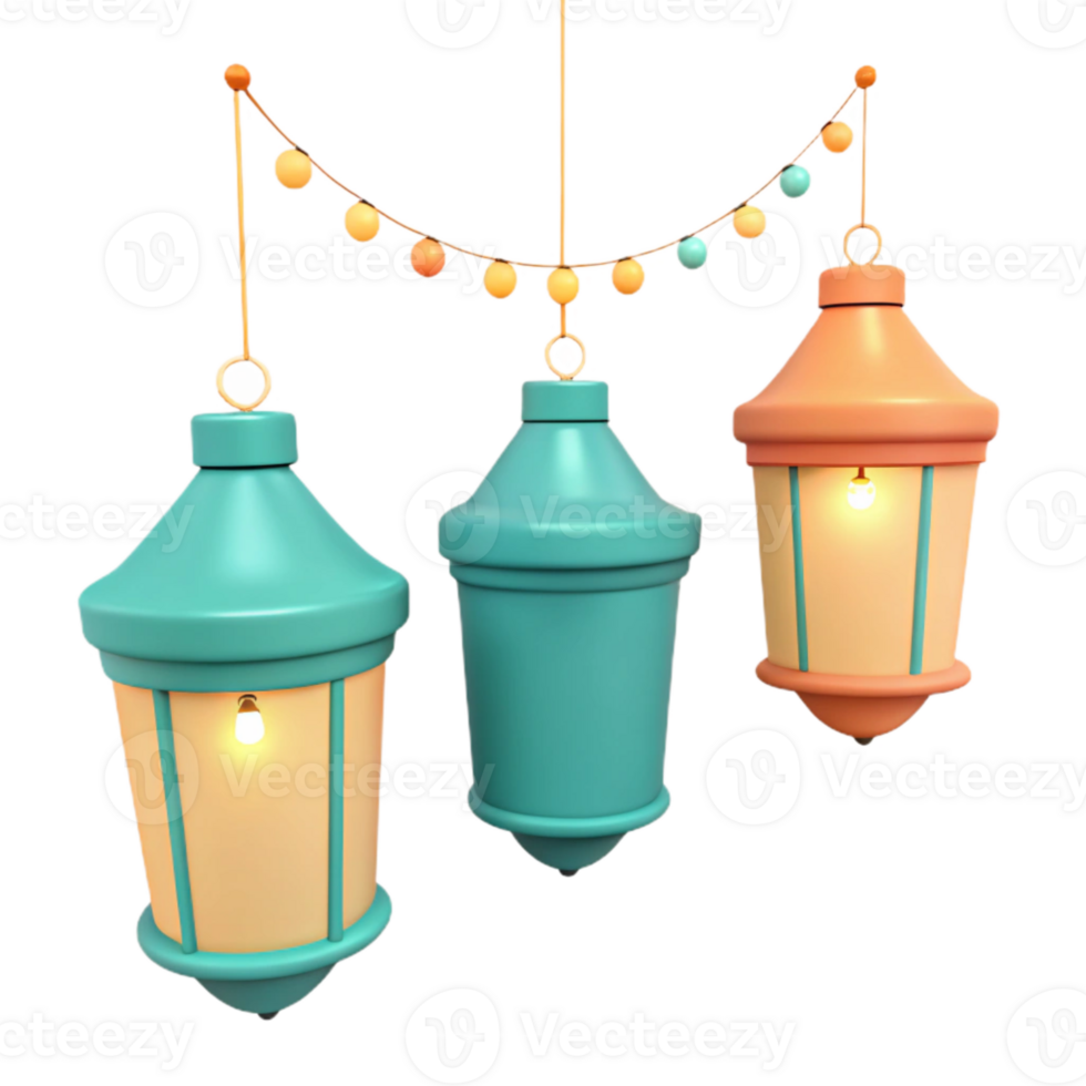 Hanging Lanterns with String Lights png