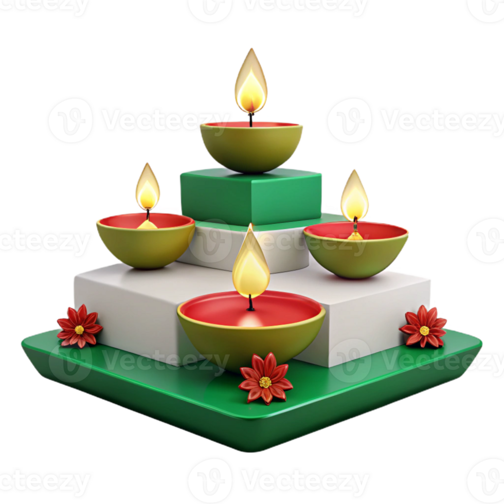 Diwali Decoration with Candles and Flowers png